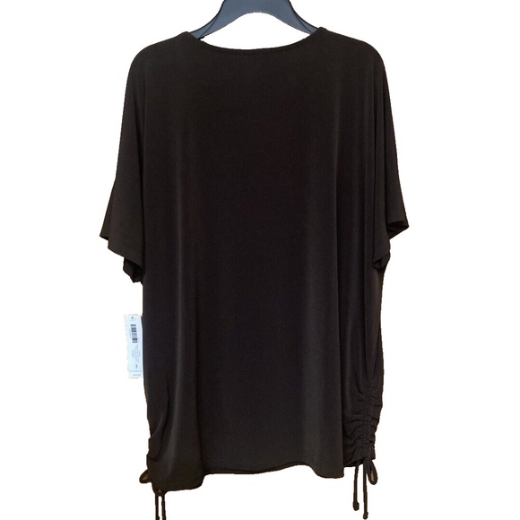 Chicos Women's Size 3 Short Sleeve Brown Blouse Shirt Shirred Side NWT $46.95 - Picture 2 of 14
